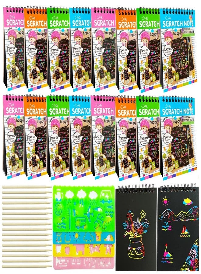 Huastyle 16 Pack Scratch Notebooks Art and Crafts for Kids Ages 4-8-12 Party Favors, Treasure Box Prizes for Kids Classroom Pinata Stuffers Goodie Bags Activities Drawing Girls Birthday Games - Image 1